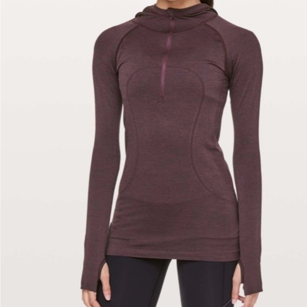 Lululemon Swiftly Tech Hooded 1/2 Zip Burgundy Size 4 Running